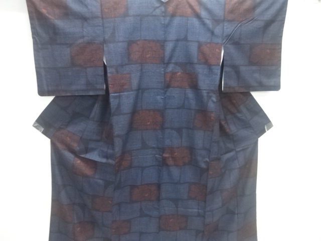 JAPANESE KIMONO / YUKI TSUMUGI / WOVEN PEONY